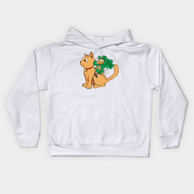 Cute Leprechaun Riding a Cat St. Patrick's Day Kids Hoodie by theperfectpresents